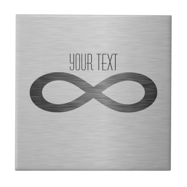 Infinity Symbol On Faux Metal Texture by STaylor Ceramic Tile (Front)