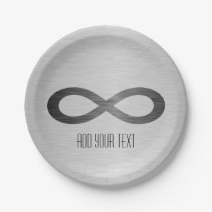 Infinity Symbol On Faux Metal Texture by STaylor Paper Plate