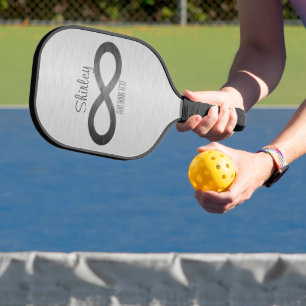 Infinity Symbol on Faux Metal Texture by STaylor Pickleball Paddle