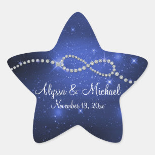 Infinity Symbol Sign Galaxy Star Navy Blue Wedding Sticker