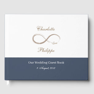 Infinity Symbol White Blue minimalist Wedding Gues Guest Book
