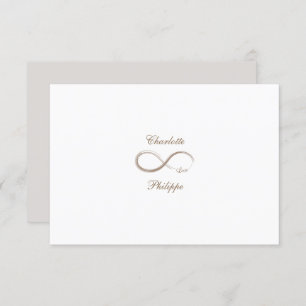 Infinity Symbol White Grey Gold Wedding RSVP Invitation