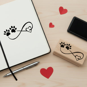 Infinity Symbol with Heart & Paw Prints Art Stamp