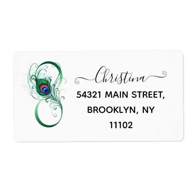 Infinity Symbol with Peacock Feather (Front)