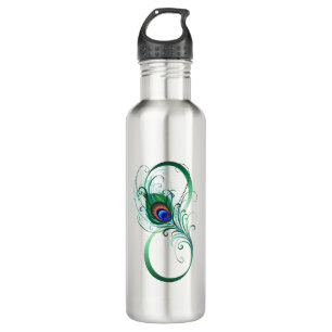 Infinity Symbol with Peacock Feather 710 Ml Water Bottle