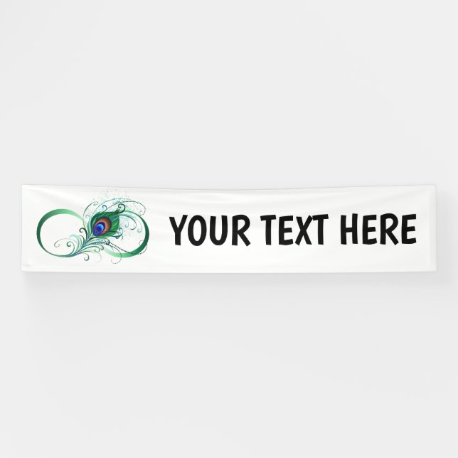 Infinity Symbol with Peacock Feather Banner (Horizontal)