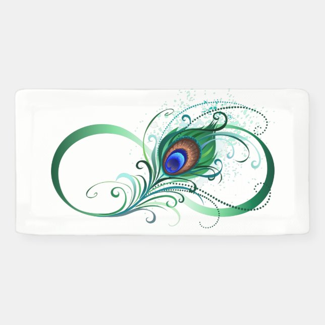 Infinity Symbol with Peacock Feather Banner (Horizontal)
