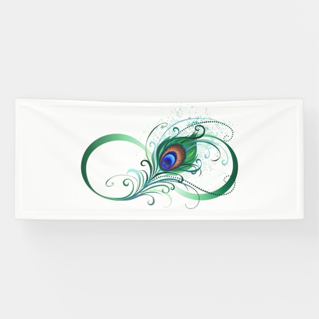 Infinity Symbol with Peacock Feather Banner (Horizontal)