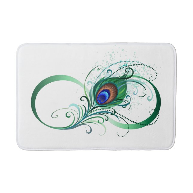 Infinity Symbol with Peacock Feather Bath Mat (Front)