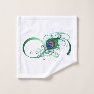 Infinity Symbol with Peacock Feather Bath Towel Set