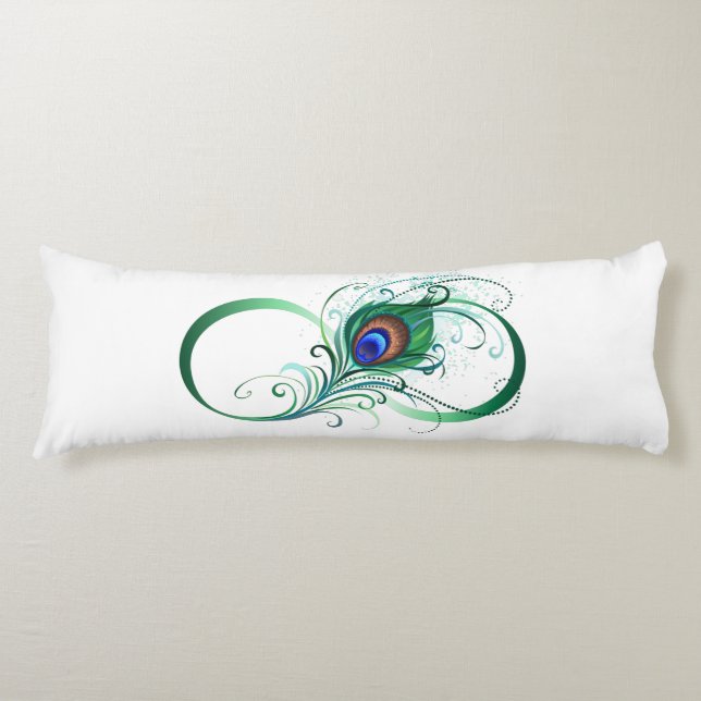 Infinity Symbol with Peacock Feather Body Cushion (Front)