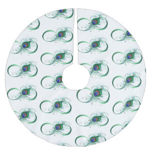 Infinity Symbol with Peacock Feather Brushed Polyester Tree Skirt