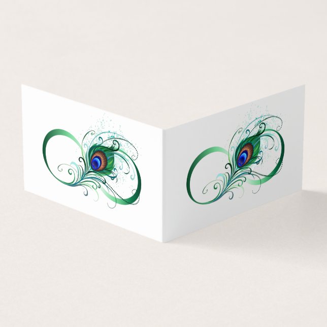 Infinity Symbol with Peacock Feather Business Card (Outside)