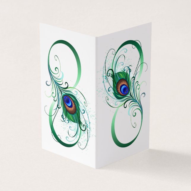 Infinity Symbol with Peacock Feather Business Card (Outside)