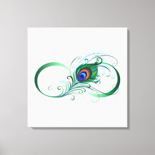 Infinity Symbol with Peacock Feather Canvas Print