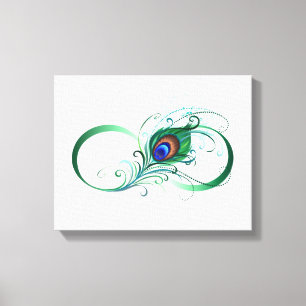 Infinity Symbol with Peacock Feather Canvas Print