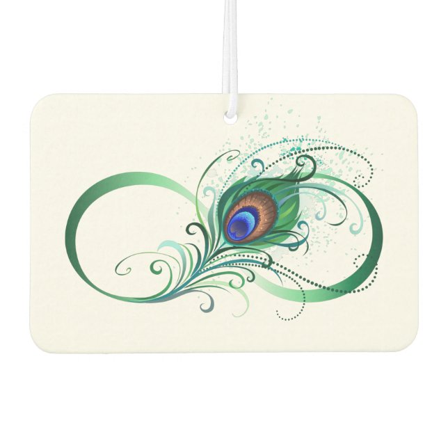 Infinity Symbol with Peacock Feather Car Air Freshener (Front)