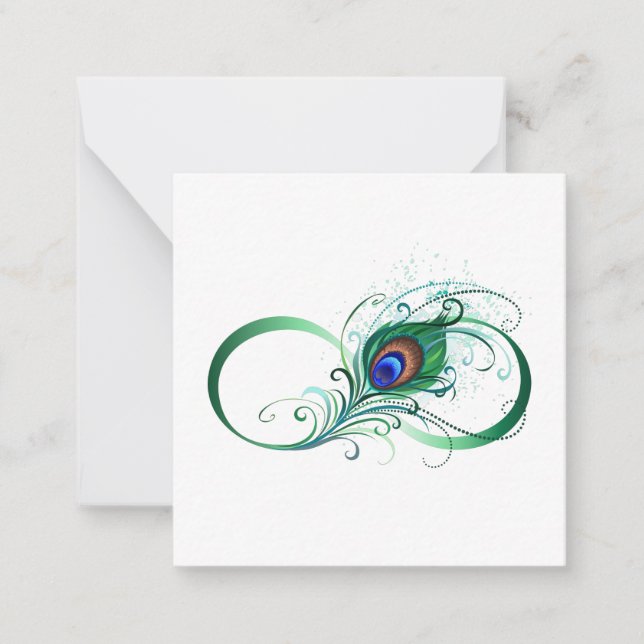 Infinity Symbol with Peacock Feather Card (Front)