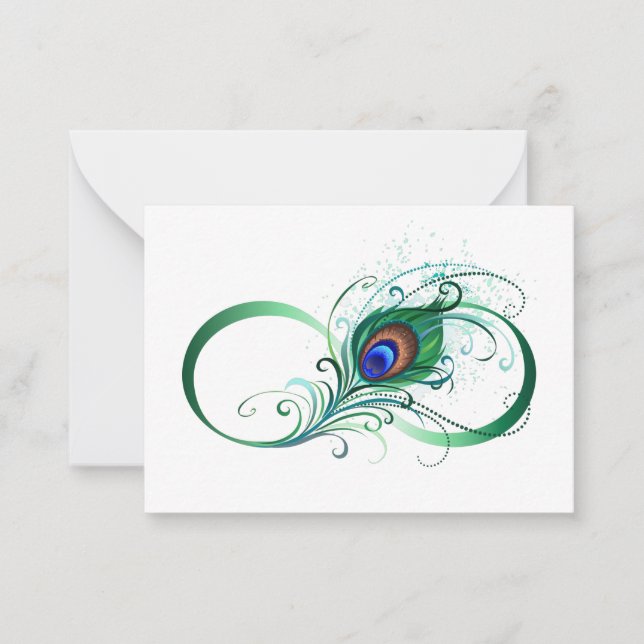 Infinity Symbol with Peacock Feather Card (Front)