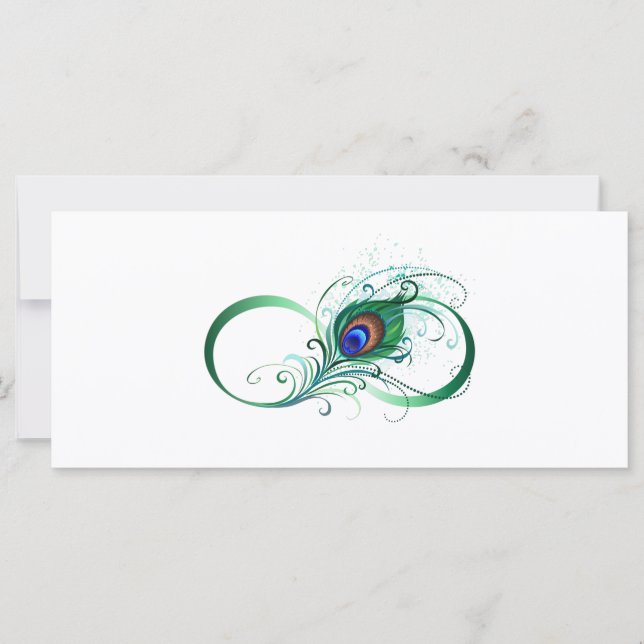 Infinity Symbol with Peacock Feather Card (Front)