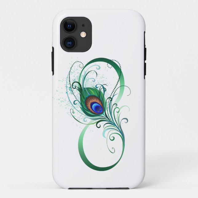 Infinity Symbol with Peacock Feather Case-Mate iPhone Case (Back)