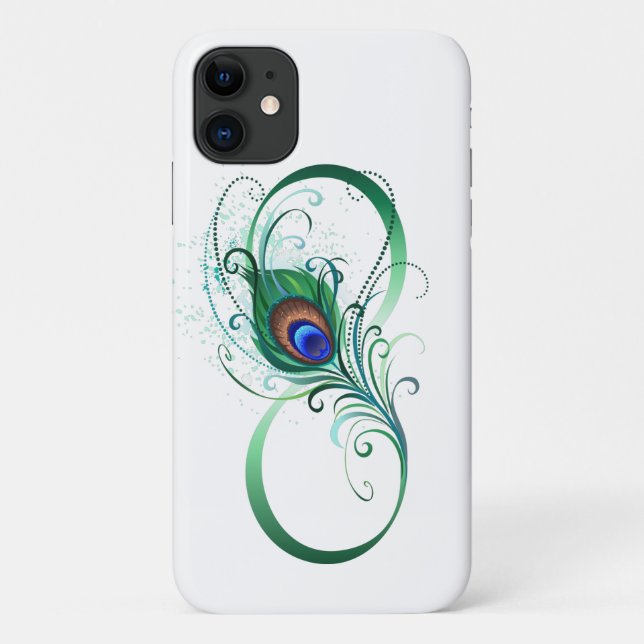 Infinity Symbol with Peacock Feather Case-Mate iPhone Case (Back)