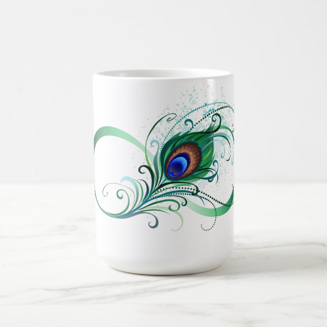 Infinity Symbol with Peacock Feather Coffee Mug (Center)