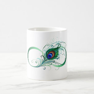 Infinity Symbol with Peacock Feather Coffee Mug