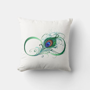 Infinity Symbol with Peacock Feather Cushion