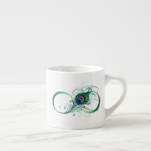 Infinity Symbol with Peacock Feather Espresso Cup