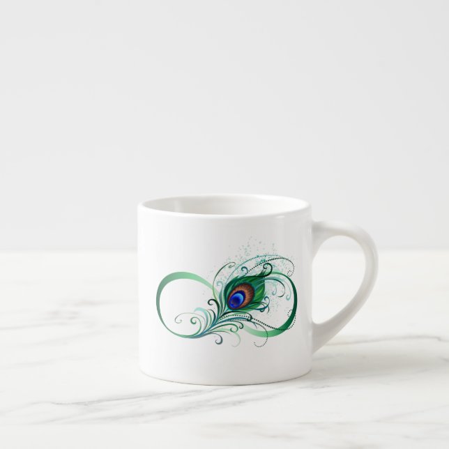 Infinity Symbol with Peacock Feather Espresso Cup (Right)