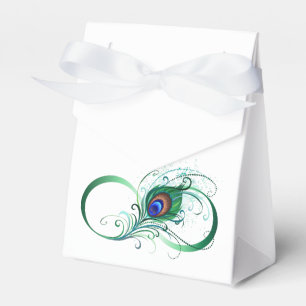 Infinity Symbol with Peacock Feather Favour Box