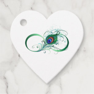 Infinity Symbol with Peacock Feather Favour Tags