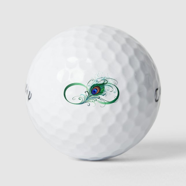 Infinity Symbol with Peacock Feather Golf Balls (Front)