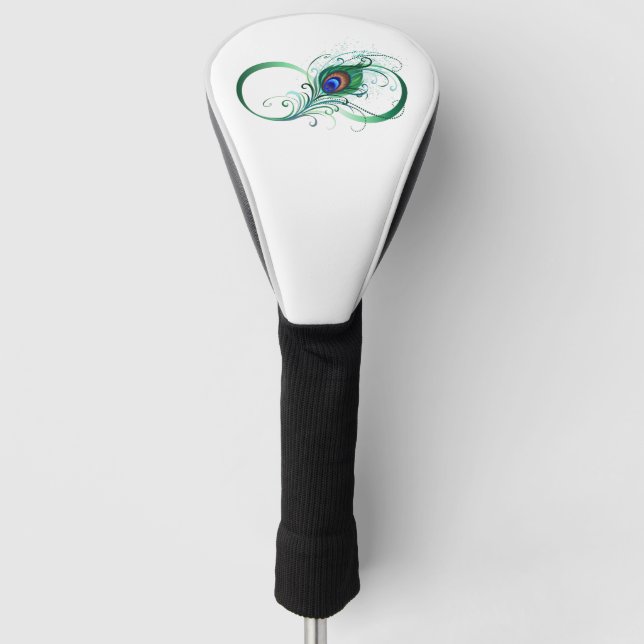 Infinity Symbol with Peacock Feather Golf Head Cover (Front)