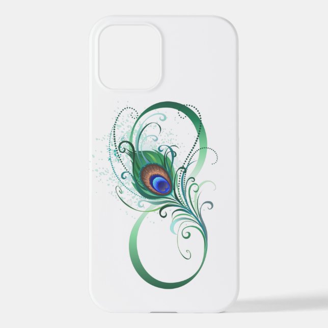 Infinity Symbol with Peacock Feather iPhone Case (Back)