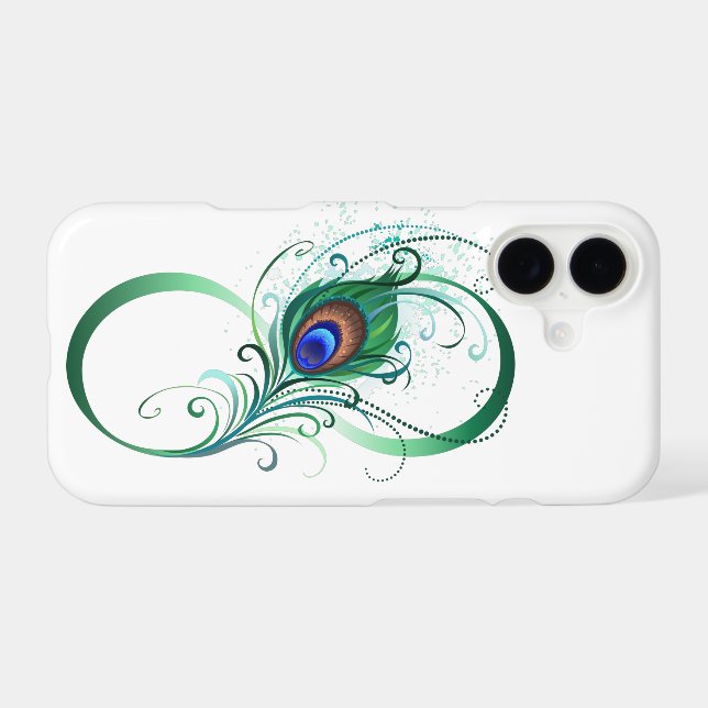 Infinity Symbol with Peacock Feather iPhone Case (Back Horizontal)