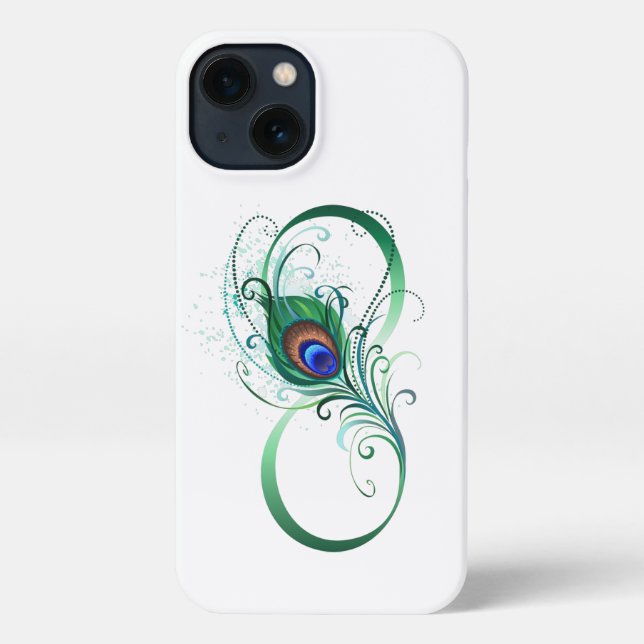 Infinity Symbol with Peacock Feather iPhone Case (Back)