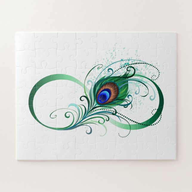Infinity Symbol with Peacock Feather Jigsaw Puzzle (Horizontal)