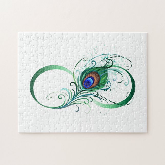 Infinity Symbol with Peacock Feather Jigsaw Puzzle (Horizontal)
