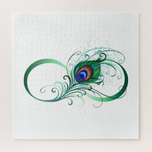 Infinity Symbol with Peacock Feather Jigsaw Puzzle
