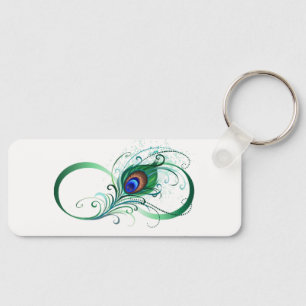 Infinity Symbol with Peacock Feather Key Ring