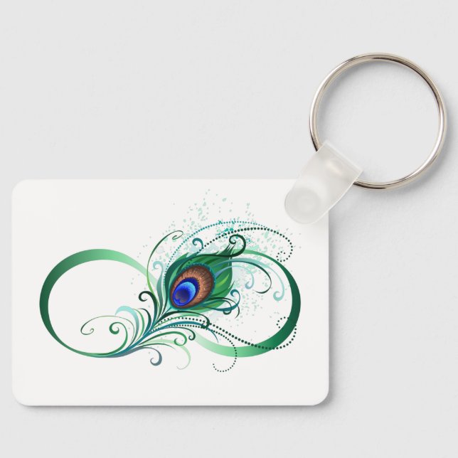Infinity Symbol with Peacock Feather Key Ring (Front)