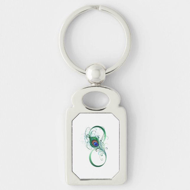 Infinity Symbol with Peacock Feather Key Ring (Front)