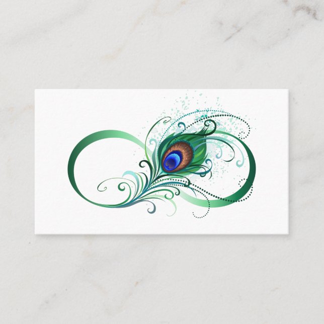 Infinity Symbol with Peacock Feather Loyalty Card (Front)