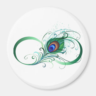 Infinity Symbol with Peacock Feather Magnet