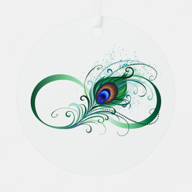 Infinity Symbol with Peacock Feather Metal Tree Decoration (Front)