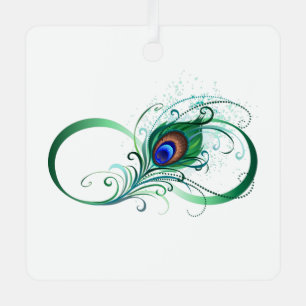 Infinity Symbol with Peacock Feather Metal Tree Decoration