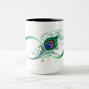 Infinity Symbol with Peacock Feather Mug