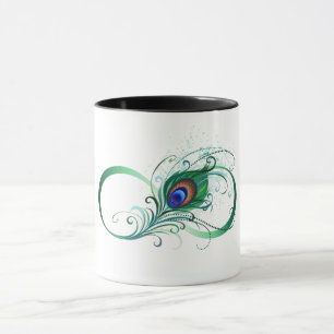 Infinity Symbol with Peacock Feather Mug